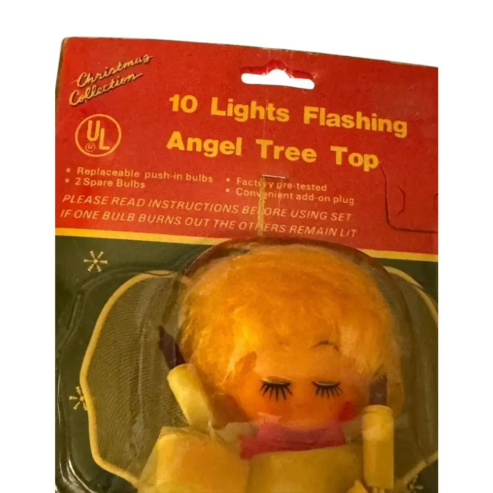 Vintage 10 Lights Flashing Angel Tree Topper 8